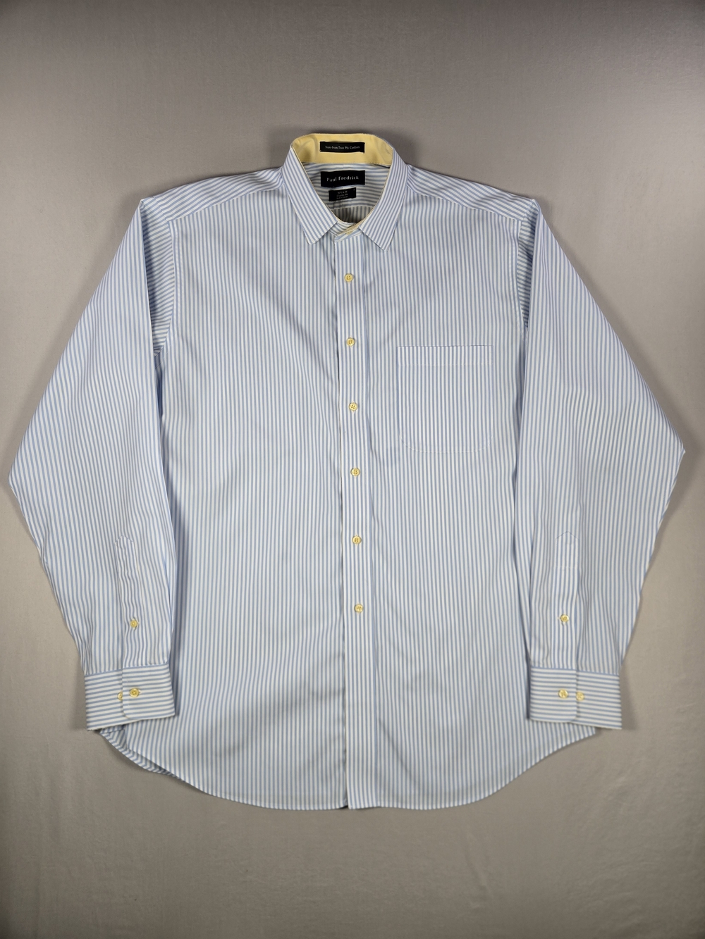 Paul Fredrick Blue Striped Dress Shirt 16.5 x 36 Classic Fit 100% Cotton